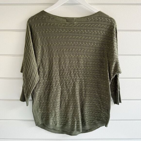 Market & Spruce Reviera Cable Knit Dolman Pullover 3/4 Sleeve Sweater Size Large - Picture 3 of 6